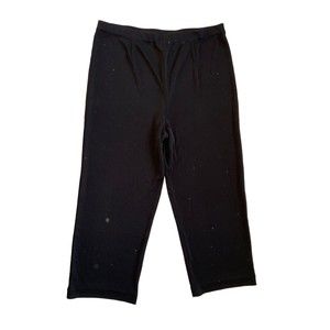 Exclusively Misook Womens Black Acrylic Pull On Pants Size 2XL Black Wide Leg